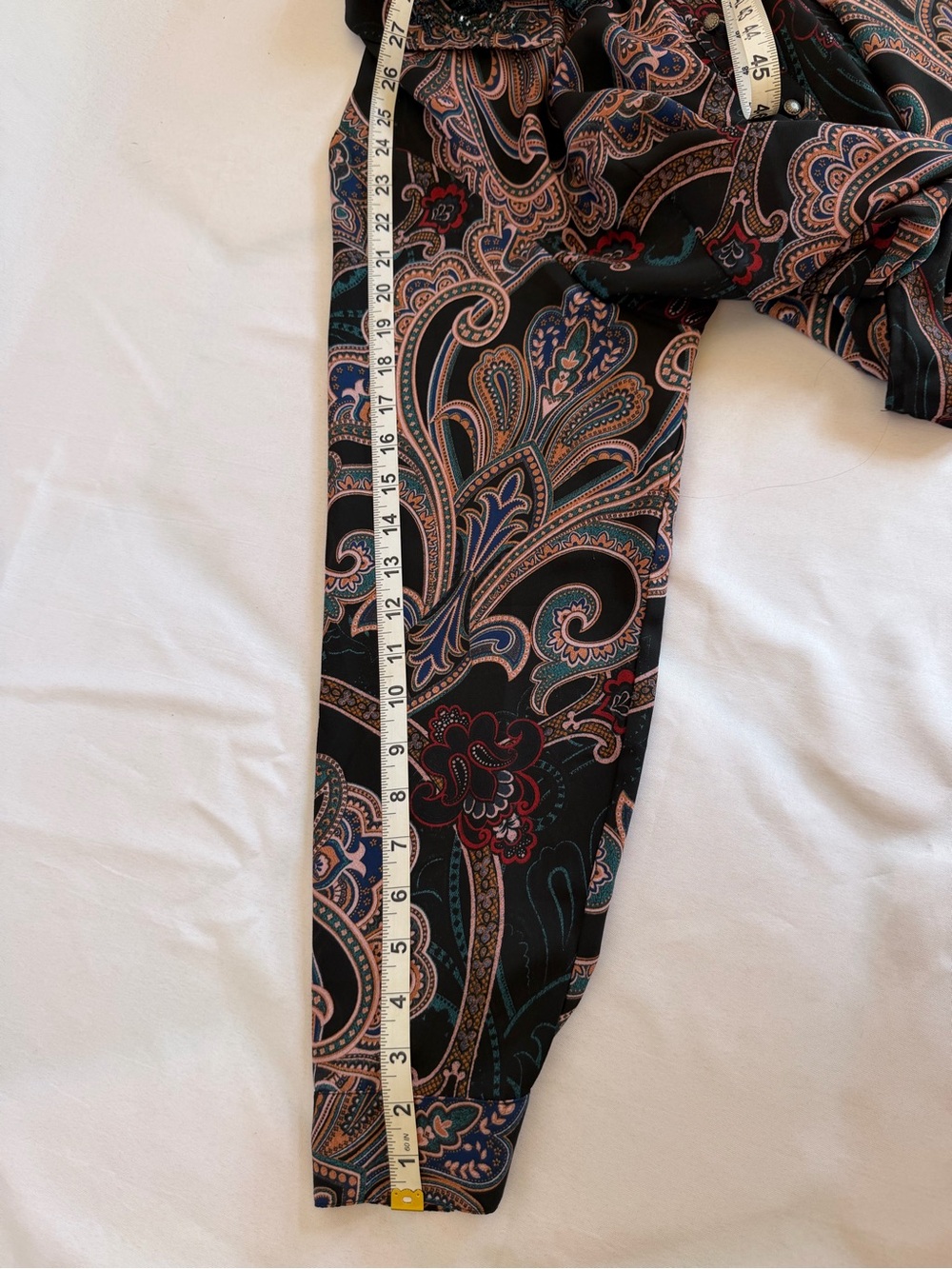 Canon Black Paisley Button-Down Shirt with Red and Tan Accents - Picture 8 of 11